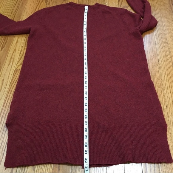 Madewell maroon merino wool blend open front relaxed Fit long knit cardigan - Picture 10 of 16